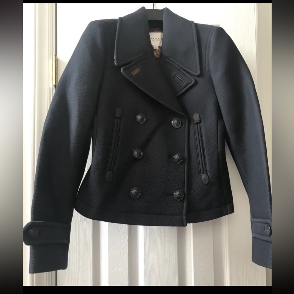 NWT Coach Petite Double Button Mini Pea Coat Size XS 84797 Navy
